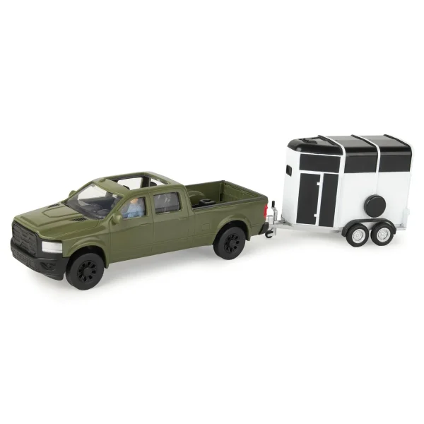 Manufacturer_ERTL Agricultural Trucks | Pickup Trucks<1/32 Green Pickup Truck 5-Piece Horse Trailer Set