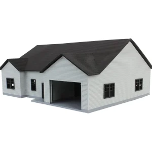 Outback Toys 3D Print & Small Accessories<1/64 Grey & Black “The Ranch” Farm House w/ Opening Garage & Back Deck, 3D Printed