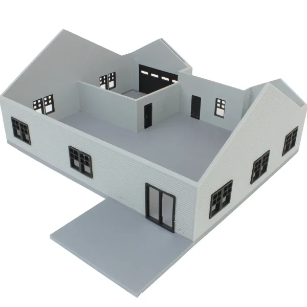 Outback Toys 3D Print & Small Accessories<1/64 Grey & Black “The Ranch” Farm House w/ Opening Garage & Back Deck, 3D Printed