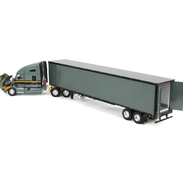 Manufacturer_DCP by First Gear Box Trucks & Trailers<1/64 Gunmetal Gray Kenworth T680 Sleeper with Tandem-Axle Reefer Trailer, DCP by First Gear