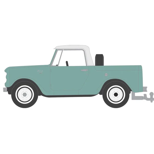 Manufacturer_Greenlight Collectibles Cars & Suvs<1/64 1965 Harvester Scout Half Cab Pickup, Aspen Green, Blue Collar Series 13