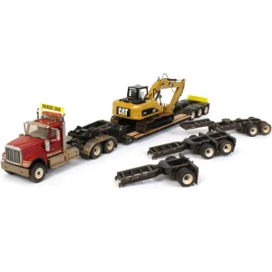 Manufacturer_Diecast Masters Lowboys & Flatbeds<1/50 High Detail International HX520 Tandem Tractor w/ XL 120 HDG Trailer & Dusty CAT 320 DL Excavator