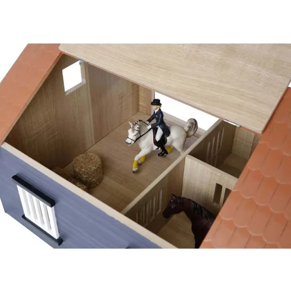 Outback Toys Wooden Barns & Large Accessories<1/24 Horse Stable with 2 Stalls and Storage Room