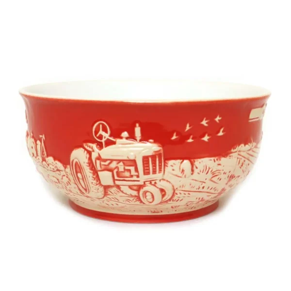 Outback Toys Kitchen<IH Farmall & Case IH Double Side Small Raised-Relief Stoneware Bowl