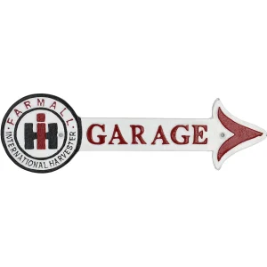 Outback Toys Branded Signs<IH Farmall Cast Iron 17in x 5.5in Garage Arrow Sign