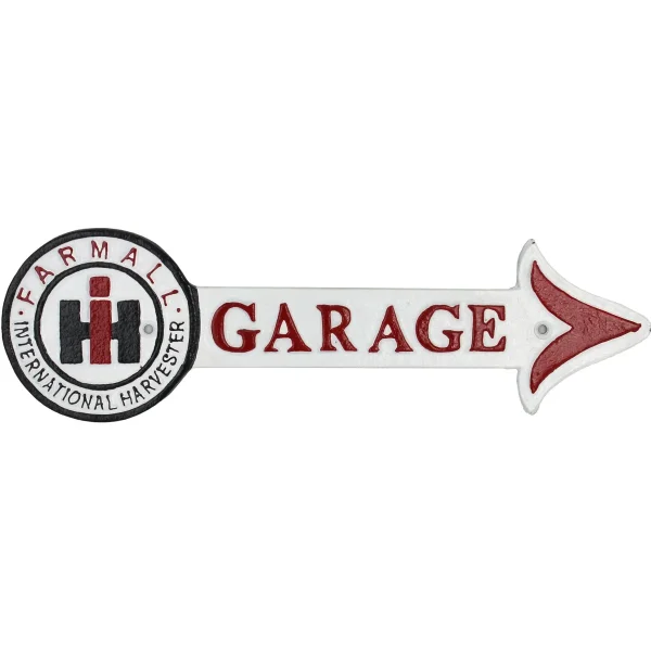 Outback Toys Branded Signs<IH Farmall Cast Iron 17in x 5.5in Garage Arrow Sign