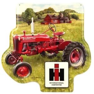 Outback Toys Branded Signs<IH Farmall Cub Tractor Farm Scene Tin Sign, 16in x 15.75in