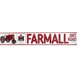 Outback Toys Branded Signs<IH Farmall M Dirt Road Embossed Metal Street Sign with Distressed Finish, 36in x 6in