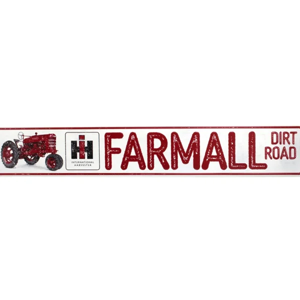 Outback Toys Branded Signs<IH Farmall M Dirt Road Embossed Metal Street Sign with Distressed Finish, 36in x 6in