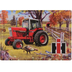 Outback Toys Branded Signs<IH International 1086 Cab Tractor with Wildlife Embossed Metal Sign, 16.75in x 12in