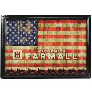 Outback Toys Branded Signs<IH McCormick Farmall USA Flag Tin Sign, 17in x 12in