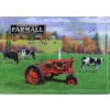 Outback Toys Branded Signs<IH McCormick-Deering Farmall Tractor with Cows Embossed Metal Sign, 16.75in x 12in