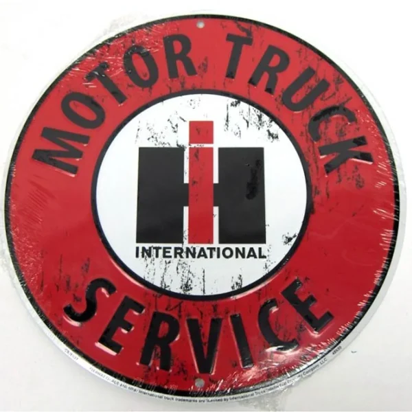 Outback Toys Tools & Auto<12in Round Red Tin Sign with IH Logo, "Motor Truck Service"
