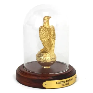 Outback Toys Farm Art & DéCor<3.4 Inch "Gold" JI Case Old Abe Eagle on Globe in Enclosed Stand