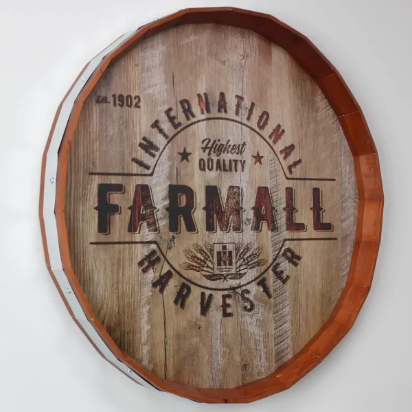 Outback Toys Branded Signs<International Harvester Farmall Wooden Barrel Sign