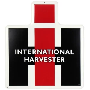 Outback Toys Branded Signs<International Harvester IH Logo Die-cut Embossed Metal Sign, 15in x 17in