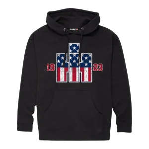 Outback Toys Ih Farmall<International Harvester Patriotic Vintage Style Black Hooded Sweatshirt