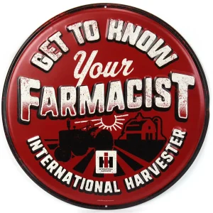 Outback Toys Branded Signs<International Harvester "Get to Know Your Farmacist" Tin Sign, 16in x 16in