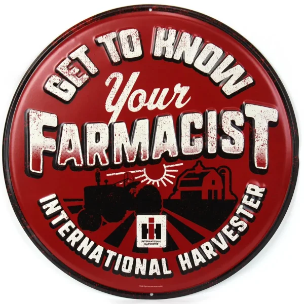 Outback Toys Branded Signs<International Harvester "Get to Know Your Farmacist" Tin Sign, 16in x 16in