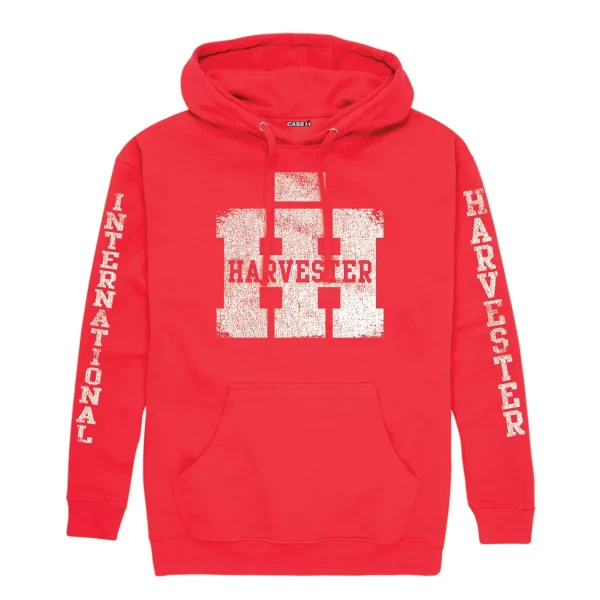 Outback Toys Ih Farmall<International Harvester Weathered Distressed Logo Red Pullover Hooded Sweatshirt