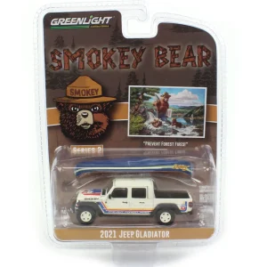 Manufacturer_Greenlight Collectibles Pickup Trucks<1/64 2021 Jeep Gladiator with Canoe on Roof, Smokey Bear Series 2