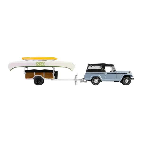 Manufacturer_Greenlight Collectibles Cars & Suvs<1/64 1968 Jeep Jeepster Commando SC-1 with Canoe Trailer, Gray, Hitch & Tow Series 32