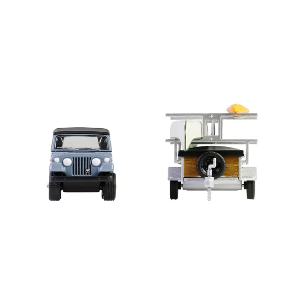 Manufacturer_Greenlight Collectibles Cars & Suvs<1/64 1968 Jeep Jeepster Commando SC-1 with Canoe Trailer, Gray, Hitch & Tow Series 32