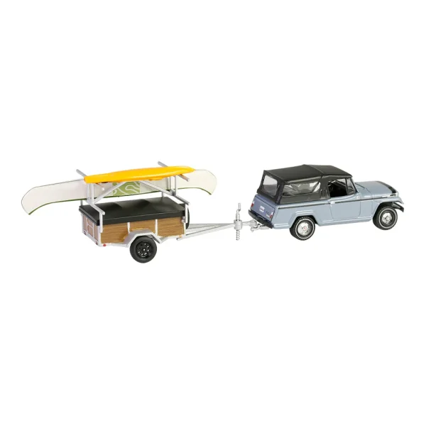 Manufacturer_Greenlight Collectibles Cars & Suvs<1/64 1968 Jeep Jeepster Commando SC-1 with Canoe Trailer, Gray, Hitch & Tow Series 32