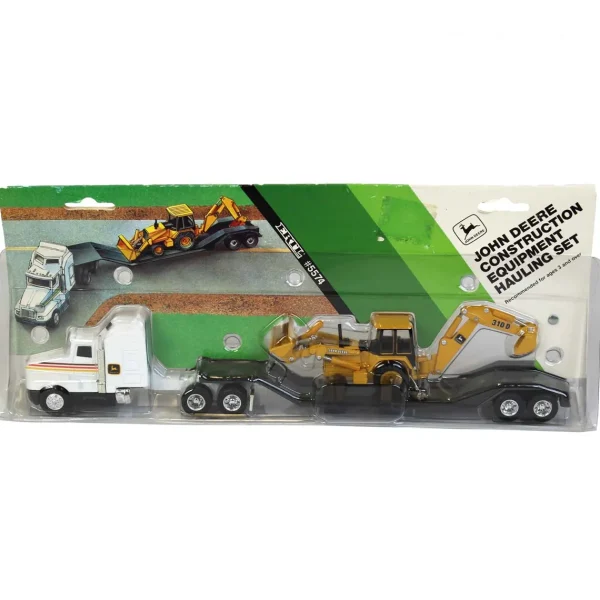 Manufacturer_ERTL Lowboys & Flatbeds<1/64 John Deere Construction Equipment Hauling Set with 310D Backhoe