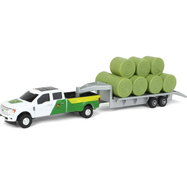 Manufacturer_ERTL Lowboys & Flatbeds | Pickup Trucks<1/64 John Deere Ford F-350 Pickup & Trailer with 11 Round Bales