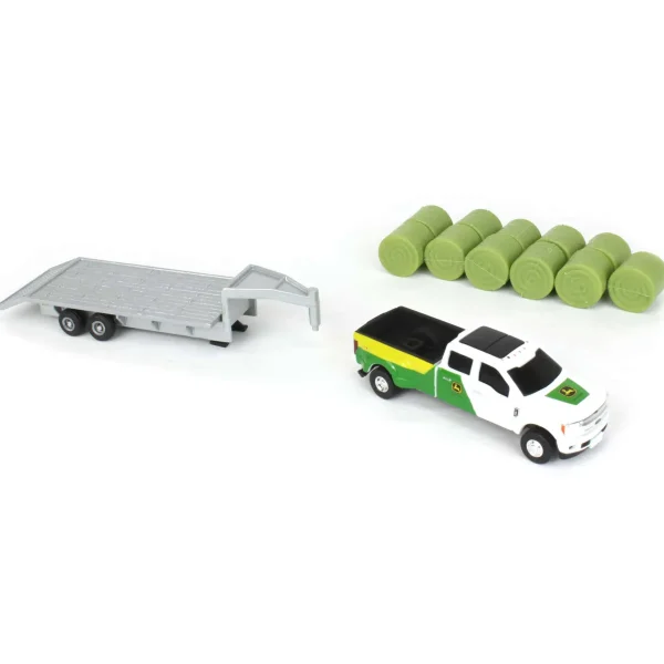 Manufacturer_ERTL Lowboys & Flatbeds | Pickup Trucks<1/64 John Deere Ford F-350 Pickup & Trailer with 11 Round Bales