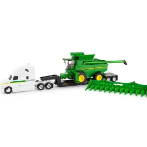 Manufacturer_ERTL Lowboys & Flatbeds<1/64 John Deere Freightliner Semi w/ S780 Combine & Lowboy Trailer