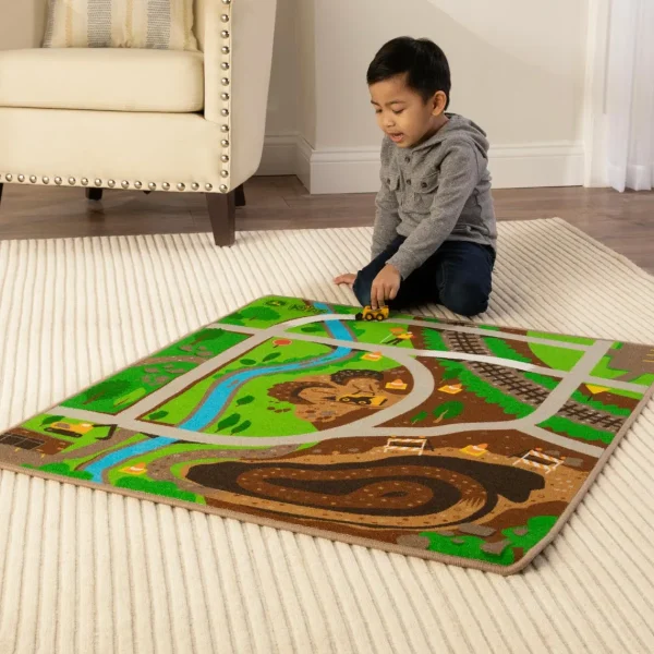 Outback Toys Preschool Playroom<John Deere Kids Playmat with Skid Steer & Construction Theme