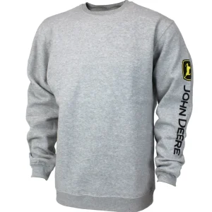 Outback Toys John Deere<John Deere Logo Sleeve Printed Gray Crewneck Sweatshirt