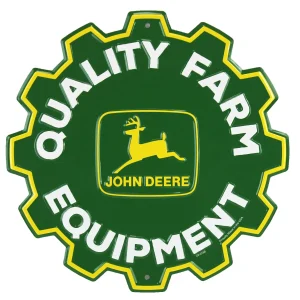Outback Toys Branded Signs<John Deere Tire Shape Logo 11.5" Metal Sign