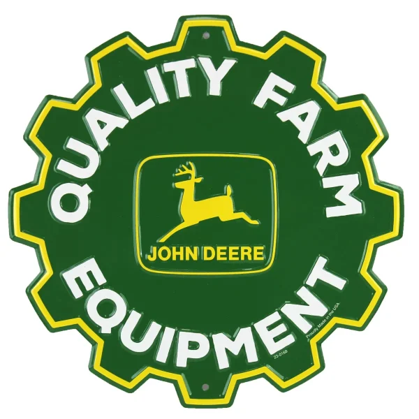 Outback Toys Branded Signs<John Deere Tire Shape Logo 11.5" Metal Sign