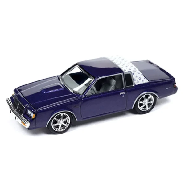 Manufacturer_Johnny Lightning Cars & Suvs<1/64 Johnny Lightning 1987 Buick Regal T-Type Custom, Metallic Purple with White Top, Mijo Exclusive