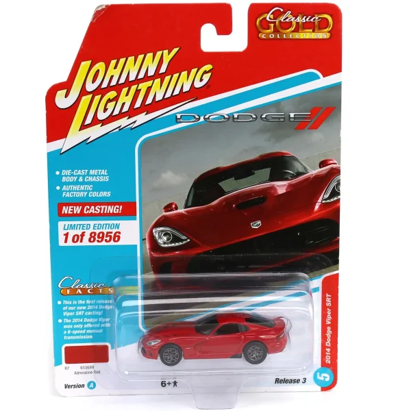 Manufacturer_Auto World Cars & Suvs<1/64 Johnny Lightning Classic Gold 2022 Release 3A - 2014 Dodge Viper, Adrenaline Red