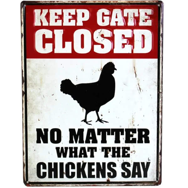 Outback Toys Farm Art & DéCor<Keep Gate Closed Vertical Embossed 12" x 16" Metal Sign