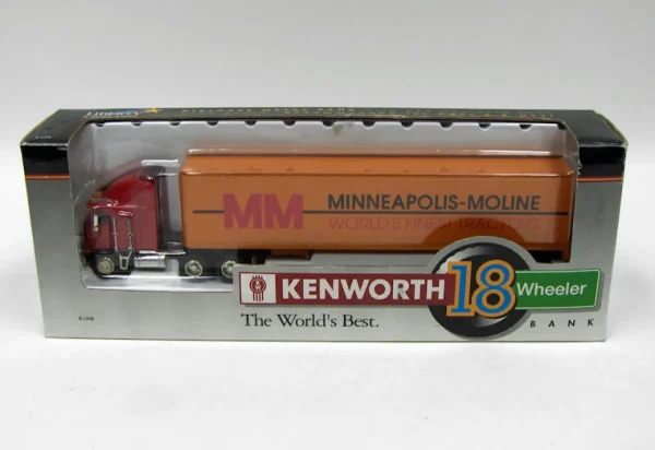 Manufacturer_SpecCast Airplanes & Banks | Box Trucks & Trailers<1/64 Kenworth K100E Cabover Semi w/ Minneapolis Moline Die-cast Box Trailer Bank
