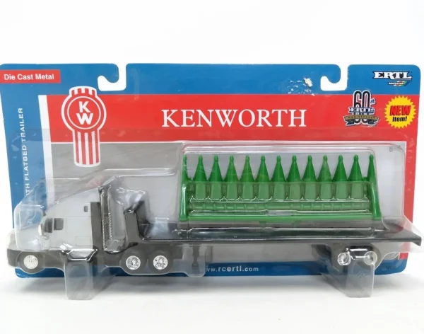 Manufacturer_ERTL Lowboys & Flatbeds<1/64 Kenworth Tractor Trailer with 12 Row Corn Head Load, ERTL 60th Anniversary