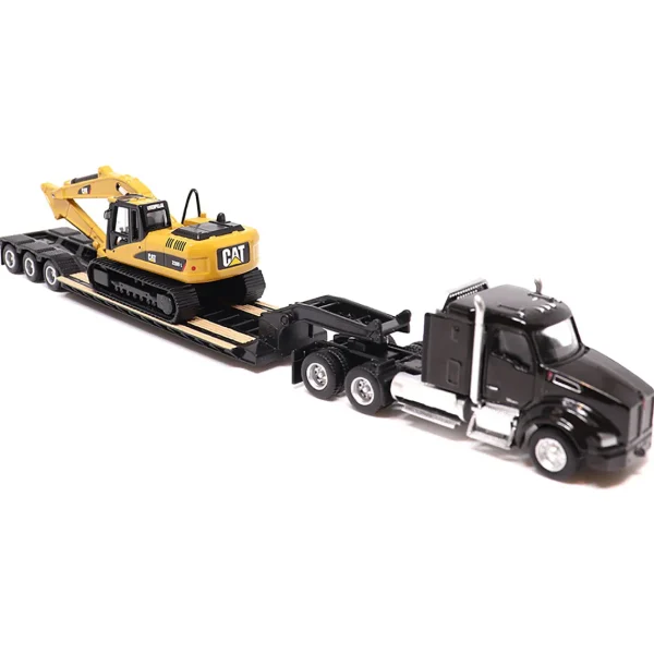 Manufacturer_Diecast Masters Excavators | Lowboys & Flatbeds<1/87 Kenworth T880s SBFS 40in Sleeper Tandem Tractor w/ Lowboy & Caterpillar 320D L Hydraulic Excavator