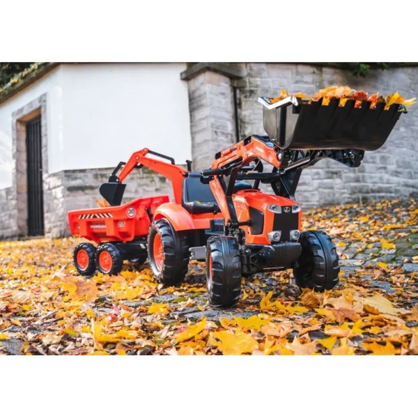 Manufacturer_Falk Agco, Massey & More<Kubota M135GX Pedal Backhoe w/ Front Loader, Rear Excavator & Trailer
