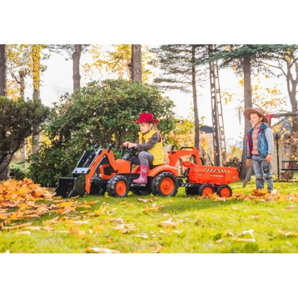 Manufacturer_Falk Agco, Massey & More<Kubota M135GX Pedal Backhoe w/ Front Loader, Rear Excavator & Trailer