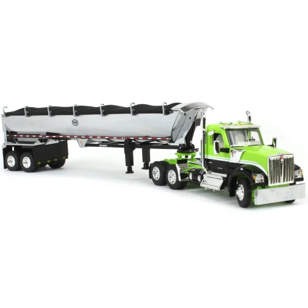 Manufacturer_DCP by First Gear Dump Trucks<1/64 Lime Green & Black Kenworth W990 Day Cab with MAC Half Round End Dump Trailer, DCP by First Gear