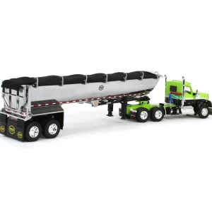 Manufacturer_DCP by First Gear Dump Trucks<1/64 Lime Green & Black Kenworth W990 Day Cab with MAC Half Round End Dump Trailer, DCP by First Gear