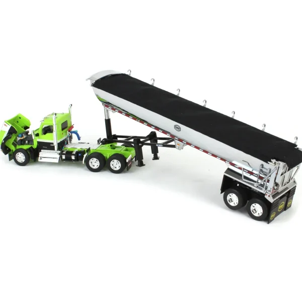 Manufacturer_DCP by First Gear Dump Trucks<1/64 Lime Green & Black Kenworth W990 Day Cab with MAC Half Round End Dump Trailer, DCP by First Gear