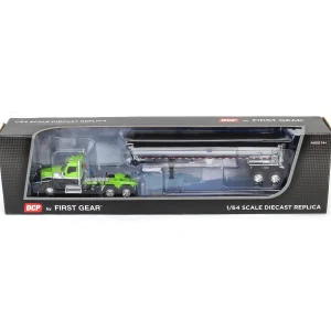 Manufacturer_DCP by First Gear Dump Trucks<1/64 Lime Green & Black Kenworth W990 Day Cab with MAC Half Round End Dump Trailer, DCP by First Gear