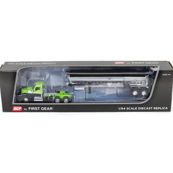 Manufacturer_DCP by First Gear Dump Trucks<1/64 Lime Green & Black Kenworth W990 Day Cab with MAC Half Round End Dump Trailer, DCP by First Gear