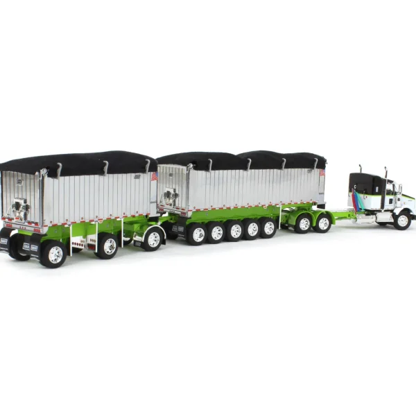 Manufacturer_DCP by First Gear Dump Trucks<1/64 Lime/Chrome Kenworth T800 w/ Chrome East Genesis II End Dump Trailers, DCP by First Gear